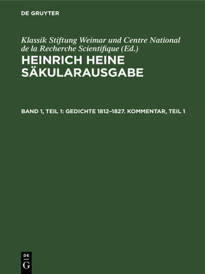 cover image of Gedichte 1812–1827. Kommentar, Teil 1
